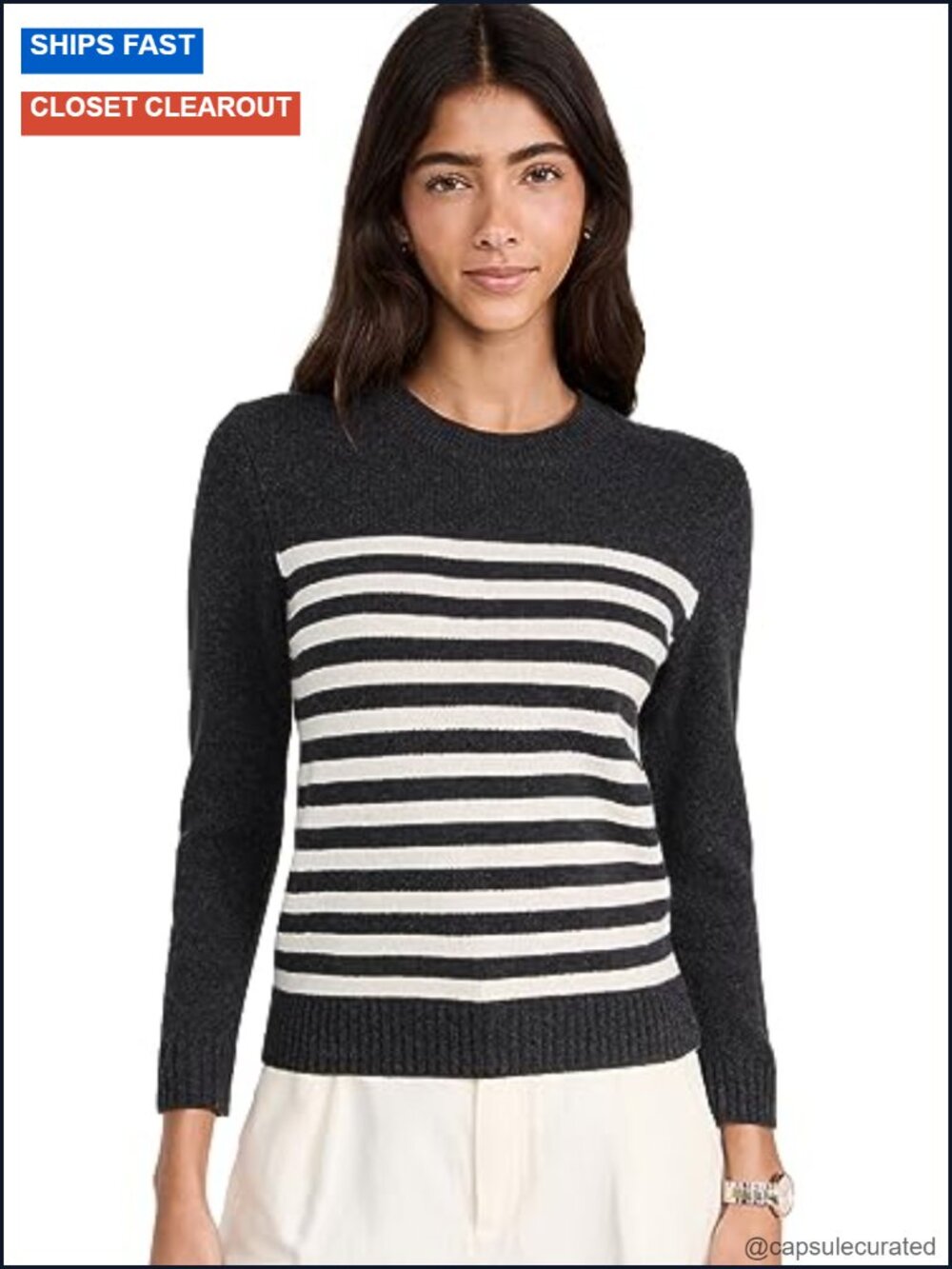 Shrunken Crew Sweater - Wool Blend Pullover